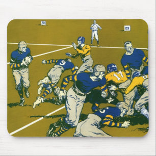 Vintage Sports Football Game, Gold vs. Blue Teams Mouse Pad