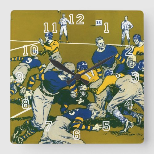 Vintage Sports Football Game Gold vs Blue Teams Square Wall Clock