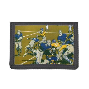 Vintage Sports Football Game, Gold vs. Blue Teams Tri-fold Wallet