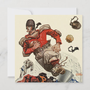 Vintage Sports Football Player and Bulldog Mascot