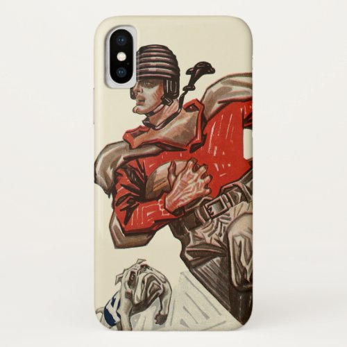 Vintage Sports Football Player and Bulldog Mascot iPhone X Case
