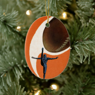 Vintage Sports, Football Player Kicking the Ball Ceramic Ornament
