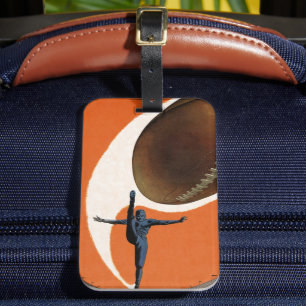 Vintage Sports, Football Player Kicking the Ball Luggage Tag