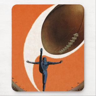 Vintage Sports, Football Player Kicking the Ball Mouse Pad