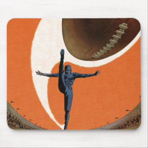 Vintage Sports, Football Player Kicking the Ball Mouse Pad