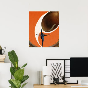 Vintage Sports, Football Player Kicking the Ball Poster