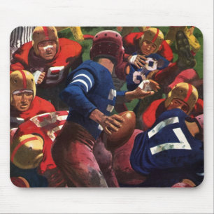 Vintage Sports Football Player Quarterback in Game Mouse Pad