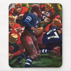 Vintage Sports Football Player Quarterback in Game Mouse Pad