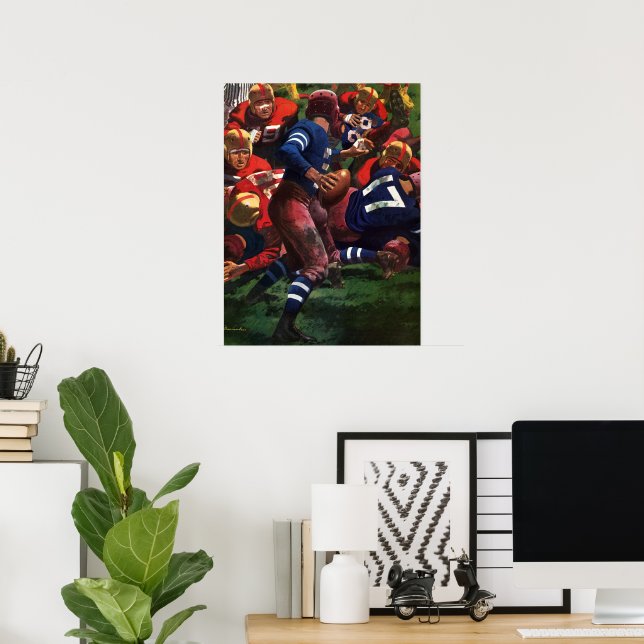 Vintage Sports Football Player Quarterback in Game Poster (Home Office)