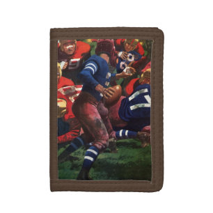 Vintage Sports Football Player Quarterback in Game Tri-fold Wallet