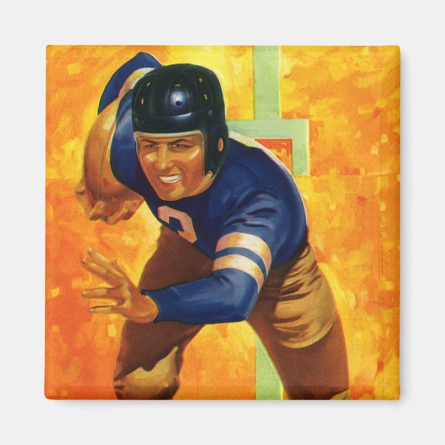 Vintage Sports Football Player Quarterback Running Magnet (Front)