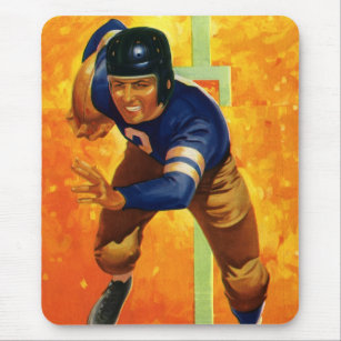 Vintage Sports Football Player Quarterback Running Mouse Pad