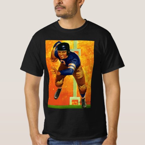 Vintage Sports Football Player Quarterback Running T_Shirt