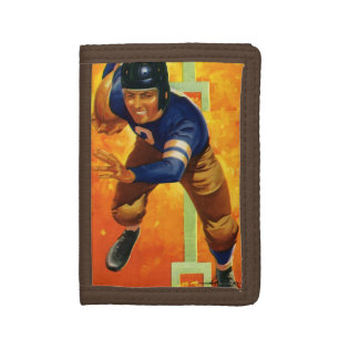 Vintage Sports Football Player Quarterback Running Trifold Wallet