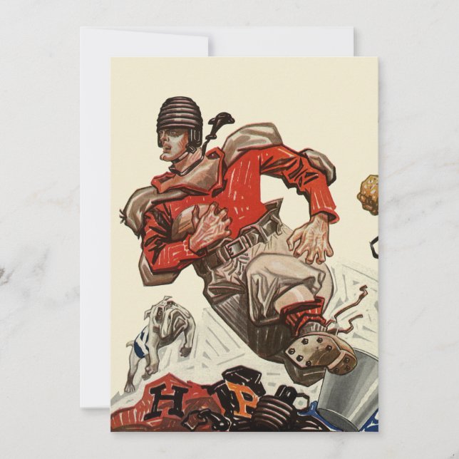 Vintage Sports Football Player with Dog Invitation (Front)