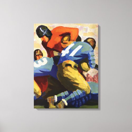 Vintage Sports Football Players in a Game Canvas Print