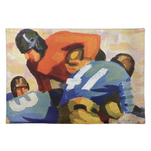 Vintage Sports Football Players in a Game Cloth Placemat