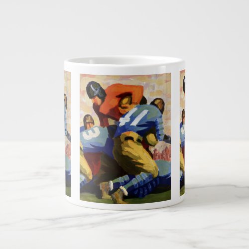 Vintage Sports Football Players in a Game Large Coffee Mug