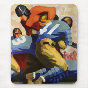 Vintage Sports, Football Players in a Game Mouse Pad
