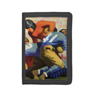 Vintage Sports, Football Players in a Game Tri-fold Wallet