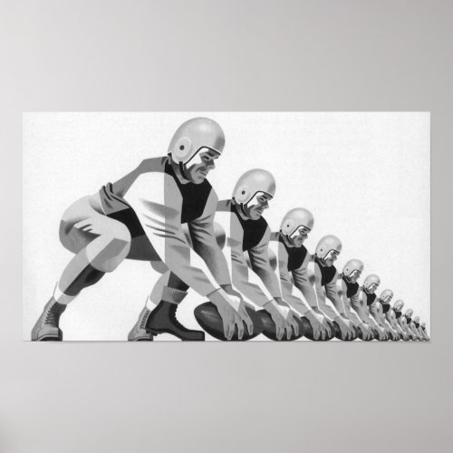 Vintage Sports Football Players Quarterback Poster