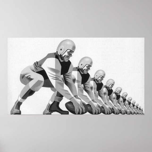 Vintage Sports Football Players, Quarterback Poster (Front)
