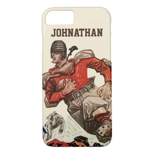 Vintage Sports Football Quarterback Player Running iPhone 87 Case