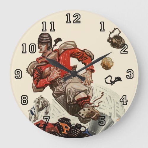 Vintage Sports Football Quarterback Player Running Large Clock