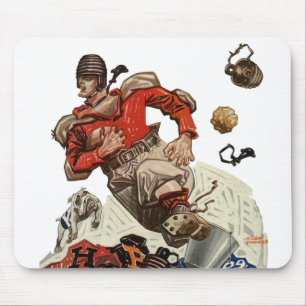 Vintage Sports Football Quarterback Player Running Mouse Pad