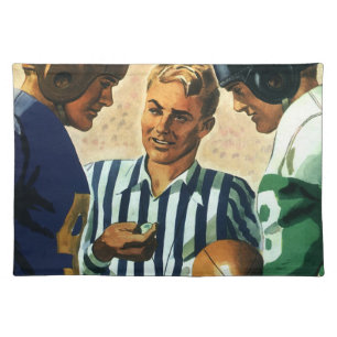 Vintage Sports, Football Referee Coin Toss Cloth Placemat