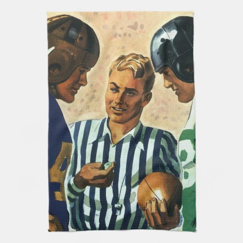 Vintage Sports Football Referee Coin Toss Kitchen Towel