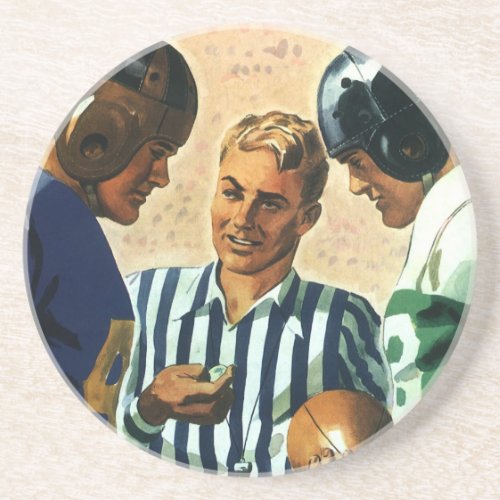 Vintage Sports Football Referee Coin Toss Sandstone Coaster