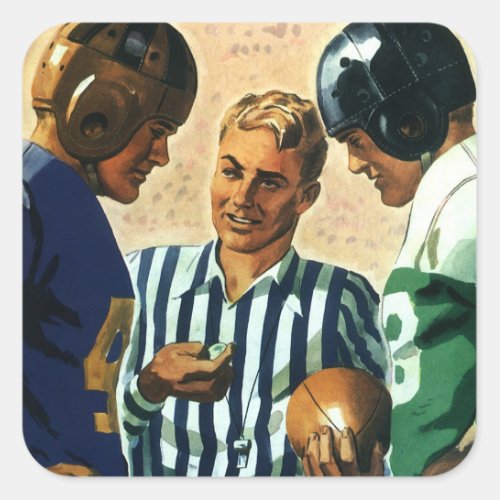 Vintage Sports Football Referee Coin Toss Square Sticker