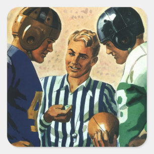 Vintage Sports, Football Referee Coin Toss Square Sticker