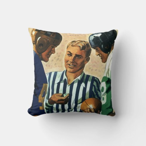 Vintage Sports Football Referee Coin Toss Throw Pillow