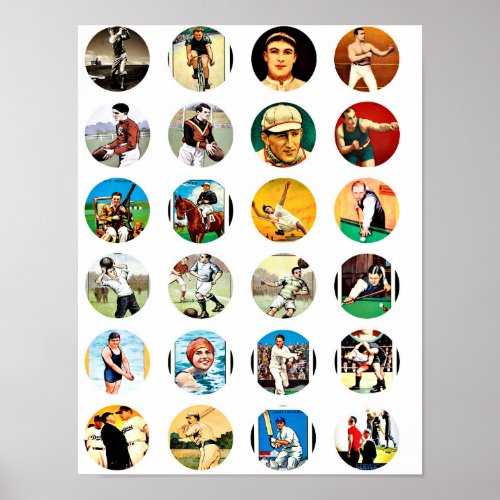 Vintage Sports Games ARt Collage Poster