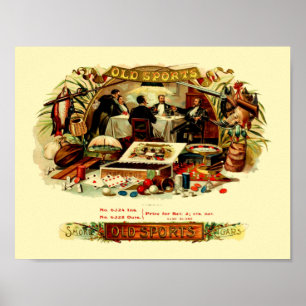 Vintage Sports & Gaming Cigar Label Poster