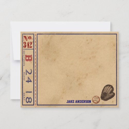 Vintage Sports Personalized Note Cards _ Baseball