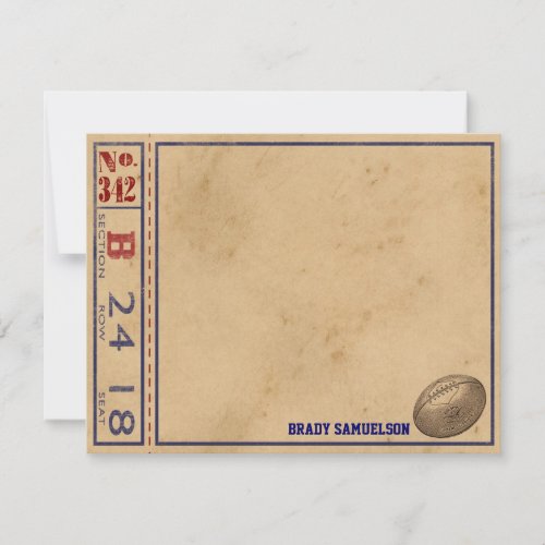 Vintage Sports Personalized Note Cards - Football