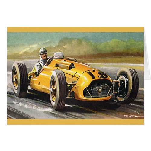 Vintage Sports Racing Yellow Race Car Racer