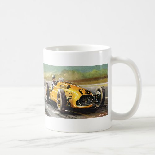 Vintage Sports Racing Yellow Race Car Racer Coffee Mug