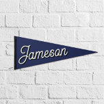 Vintage Sports Style Room Décor Custom Kids Name Pennant Flag<br><div class="desc">Add a sporty touch to your kid’s room! 🏆 Personalize this vintage-style pennant with their name for classic charm. Perfect for little champs! This is the dark navy blue version. #CustomKidsRoom #VintageSportsDecor</div>