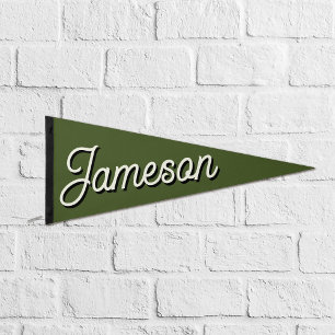 Vintage Sports Style Room Décor Kids Name Pennant Flag