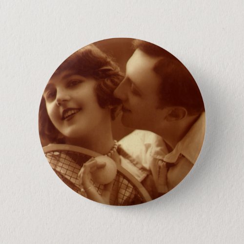 Vintage Sports Tennis Love and Romance Button