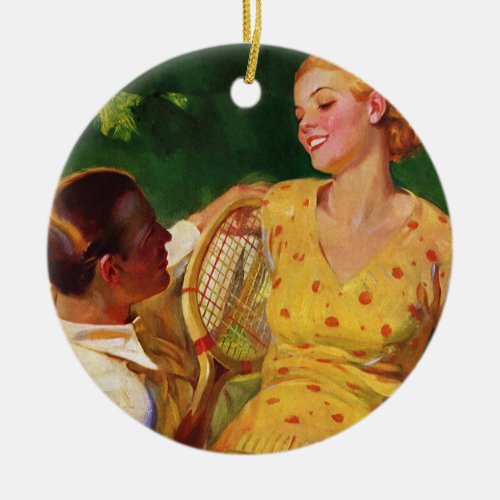 Vintage Sports Tennis Love and Romance Ceramic Ornament