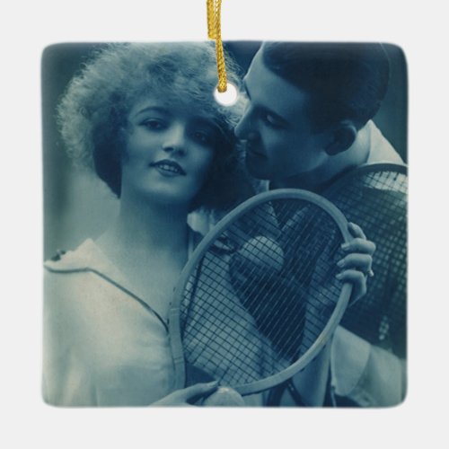 Vintage Sports Tennis Love and Romance Ceramic Ornament