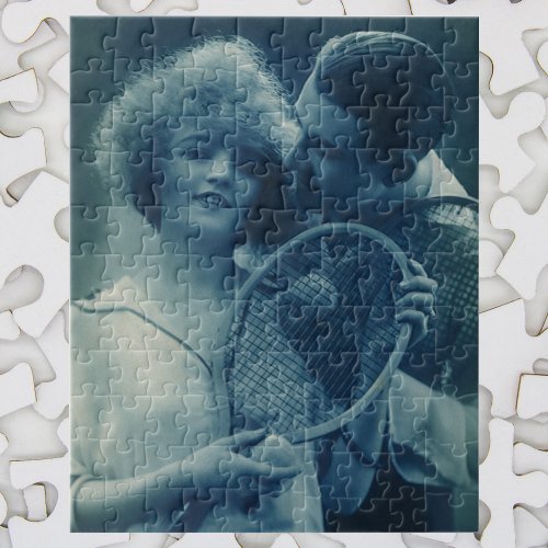 Vintage Sports Tennis Love and Romance Jigsaw Puzzle