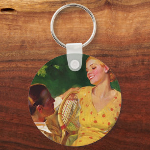 Vintage Sports Tennis, Love and Romance Keychain
