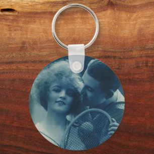Vintage Sports Tennis, Love and Romance Keychain