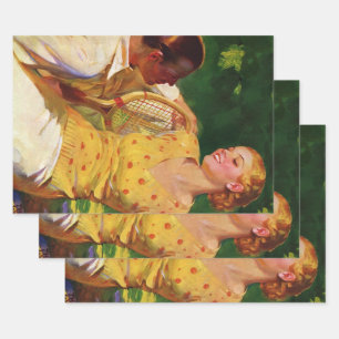 Vintage Sports Tennis, Love and Romance Wrapping Paper Sheets